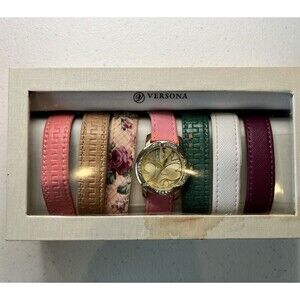 Versona Womens Wrist Watch and 7 each Interchangeable Bands-Working Watch